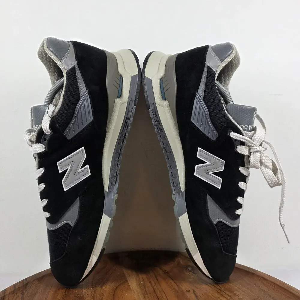 New Balance 998 Made In USA Mens Black Silver Size 12 Athletic Shoes U998BL